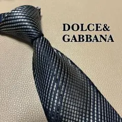 美品꧂ ドルチェアンドガッバーナ ネクタイ ストライプ ロゴ ネイビー