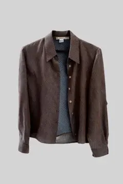 ノーブランド 古着 サテンシャツ クロコ柄