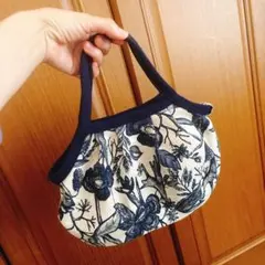 花柄 グラニーバッグ ネイビー ベージュ