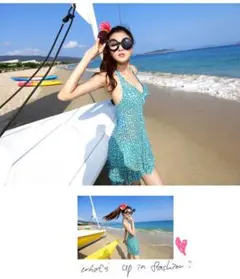 水着 レディース ビキニ　ワンピース3点セット 体型カバー　1206 M