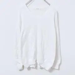 レプシィム コットン Vネック ニット 白 ホワイト 長袖 ゆったり シンプルのサムネイル