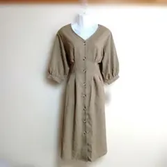 新品 未使用 Sureve ベージュ 半袖 シャツワンピース Lサイズ