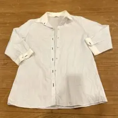 【ORIHICA】スーツ　水色ストライプシャツ レディース　LL