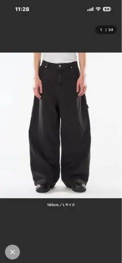 バギーデニムパンツ ブラック レサイズ