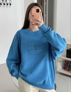 SHEIN Dazy ドロップショルダー スウェット ヘビーウェイト ブルー M