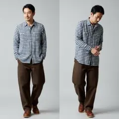 デニムアンドサプライラルフローレン インド綿 チェックシャツ Mサイズ ネイビー