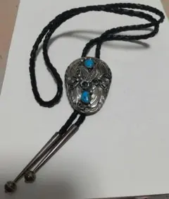 ループタイアンティークインディアンジュエリー 陶器 ナバホ族製作のボロタイ・ループタイ インディアンジュエリー
