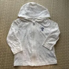 スヌーピー　薄手長袖ジップジャンパー　フード付き　ホワイト白　透け感あり