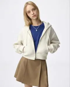 gu パフスウェットフルジップパーカ　ナチュラル　M