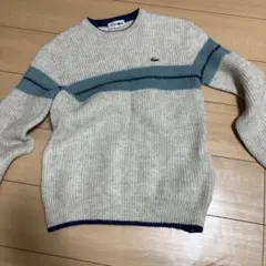LACOSTE クルーネックセーター サイズ3 ベージュ/ブルー