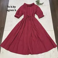 トゥービーバイアニエスベー 半袖 ロングコットンワンピース　ボルドー　サイズ36