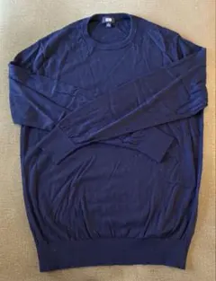 ユニクロ　メンズニット　コットン　ネイビー　Lサイズ