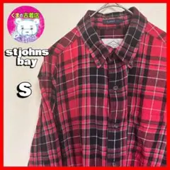 usa古着 stjohnsbay ネルシャツ S チェック レッド ブラック