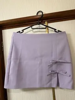 【最終値下げ‼️】ZARA リボン付きラベンダーミニスカート
