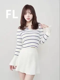 Darich セーラーカラーニットトップス&リブニットミニスカート FL