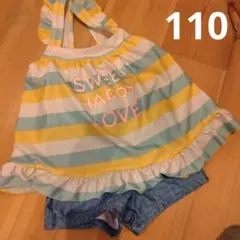 110cm ストライプ柄水着 女の子用
