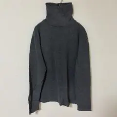 ユニクロ 【S】綿100% タートルネック カットソー チャコールグレー 長袖