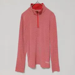 mont-bell モンベル　ハーフジップ長袖カットソー M 赤×白