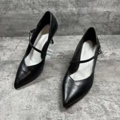 美品【卑弥呼】（24.5）ストラップパンプス ポインテッドトゥ ブラック