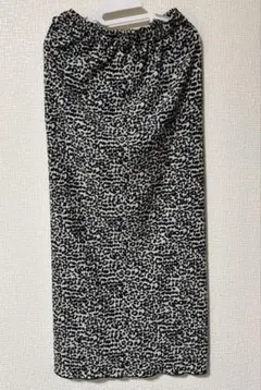 後ろスリット レオパードロングスカート ウエストゴム