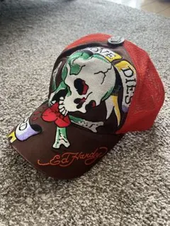 00s Ed Hardy エドハーディー メッシュキャップ スカル刺繍 Y2K