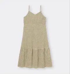 【期間限定値下げ】gu ギンガムチェック キャミワンピース オリーブ L