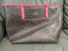 COACH コーチ トートバッグ シグネチャー レザー ファスナー付き