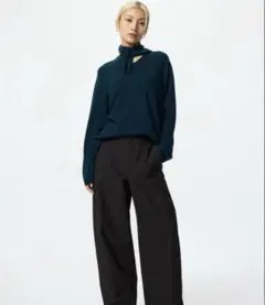 ジャージーバレルレッグパンツ ブラック　Sサイズ