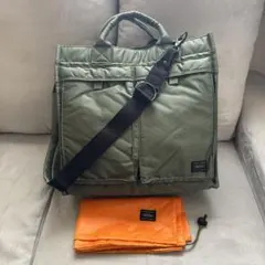 ★美品★ ポーター PXタンカー トートバッグ ショルダー セージグリーン L
