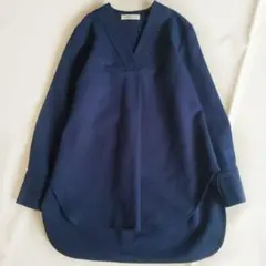 デミルクスビームス ▲定価2万▲ Vネックコットンオーバーシャツ 紺 S