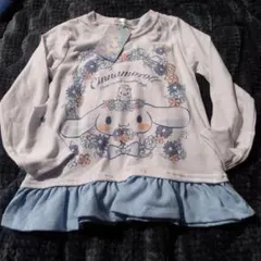 【110新品】シナモロール　ガールズ　長袖　フリルTシャツ　サンリオ　ロンT