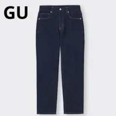 [GU] スリムテーパードアンクルジーンズ　伸縮性　デニム　ネイビー　楽ちん　S