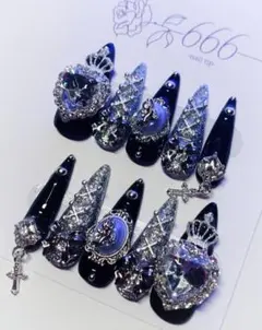 【No.003】ネイルチップ　地雷系量産型サブカルゴシックゴテゴテゴスロリ