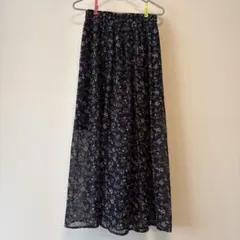 Kastane 花柄 シフォン ロングスカート ネイビーのサムネイル