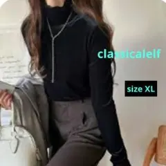 classicalelf 　長袖タートルネックメロートップス 　ブラック　XL