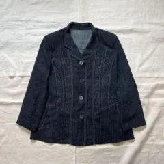 00s Archive デニム調ジャケット L レース切替 Y2K フェミニン