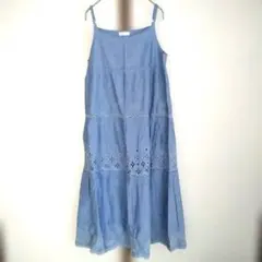 ライトブルー キャミワンピース レース付き
