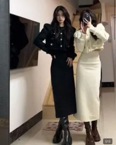 スカートセットアップ　shein 黒
