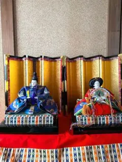 レトロ昭和　雛人形セット　屏風、毛氈付き