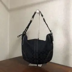 COACH Signature leather hobo bag black