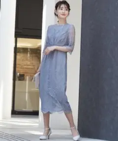 Dorry Doll ドリードール デコルテシアー　Iラインドレス ブルーグレー