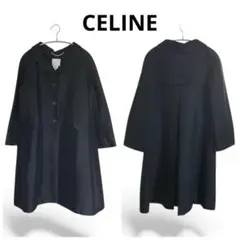 【希少✨美品バックデザイン】セリーヌ ロングステンカラーコート 表面特殊デザイン