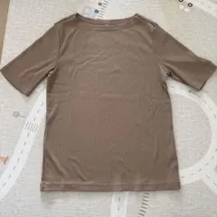 UNIQLO リブ 半袖 カットソー ブラウン