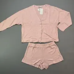 タグ付き NEW LOOK ビジュー リブニット セットアップ ピンク M