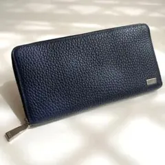 TAKEO KIKUCHI 長財布 ネイビー 本革（牛革）