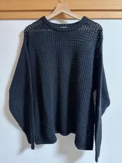 メッシュニット ブラック クルーネック