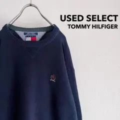 古着 “TOMMY HILFIGER” Knit / ニット ネイビー ロゴ刺繍
