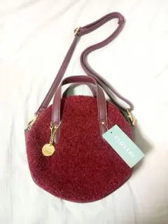 CLOSSHI 丸型ショルダーバッグ 2way 赤 ボア ハンドバッグ しまむら