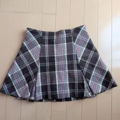 ブラウン系チェック プリーツミニスカート