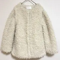 【chico】2ウェイ プードル コート ベスト ふわふわ ノーカラー ホワイト